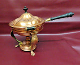 Antique S. Sternau No. 865 Round Copper Chafing Warming Dish w/ Burner & Stand