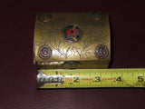 Vintage Hand Enameled 3.5x2.5" Chinese Brass Flip Lid Trinket Box - Sold As-Is