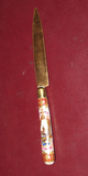 Antique Stahl Bronce German Knife & Fork Set w/ Hand Painted Porcelain Handles