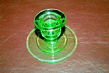 Pair Vintage 3.5" Art Deco Green Glass Candlestick Holders