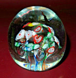 Collectible 3" Modern Multi-Color Millefiori Hand Blown Art Glass Paperweight