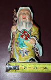 Vintage 6" Tall Hand Painted Japanese Robed Buddha Figure Khakkara Staff & Fan