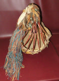 Vintage Large SW Native American Style Hand Made Twig Bark Feather & Fur Basket