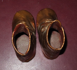 Antique Pair 4" Long Copper Coated Children's Baby Shoes - Marked 22/40