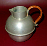 Vintage Queen Art #272 Crown Mark 5" Tall Pewter Pitcher w/ Reed Wrapped Handle