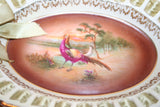 Antique Fine Bavarian 7" Porcelain Dish w/ Pierced Lip & Hand Painted Pheasants