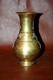 Rare Antique Chinese Style Yellow Bronze Vase w/ Floral, Bird, & Junk Boat Decor