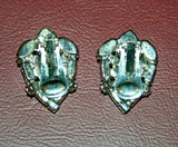 Vintage Pair Large 1.25" Heart Shape Rhinestone Clip-On Costume Jewelry Earrings