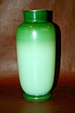 Very Nice Antique 9" Tall Bristol Hand Painted Floral Green Victorian Glass Vase