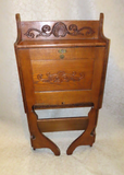 Antique Pressed & Carved Oak Drop Front Folding Leg Travelling Preacher's Desk