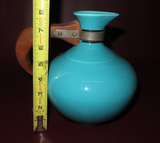 Vintage Metlox Poppytrail 238 Aqua Blue Turquoise Ceramic Pitcher w/ Wood Handle