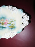 Antique Fine R.S. Prussia Porcelain Water Lily & Gilt 13" Long Oval Serving Bowl