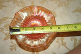 Vintage 5.5" Marigold Carnival Glass Wavy Lip Pedestal Compote Dish