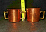 Vintage "Colonial Virginia" Hand Hammered Copper 2.5" Tall Cream & Sugar Set