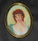 Antique Hand Painted Initialed Portrait of Woman in 5" Italian Style Oval Frame