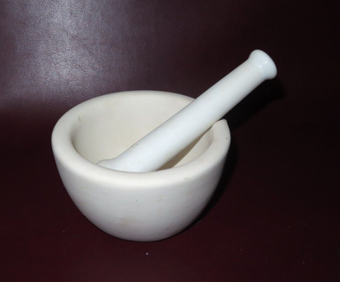 Vintage Bright White 5.5" Standard Trenton Acid Resisting Mortar & Pestle No. 2