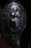 Vintage LE Smith 7" Black Amethyst Glass Dancing Nymph Heart Two Handle Urn Vase