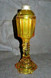 Antique Unique Amber Depression Glass Oil Lamp Reservoir Only - As-Is No Burner