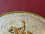 TEX-TAN "Debbie Nelson" Western Belt Buckle w/ Bronze Cowboy & Sterling Front