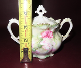 Antique R.S. Prussia Fine Porcelain Cream & Sugar w/ Pink & Green Floral Decor