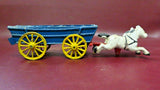 Vintage Reproduction 12" Long Hand Painted Cast Iron Horse Drawn Cart Toy