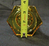 Antique Unique Amber Depression Glass Oil Lamp Reservoir Only - As-Is No Burner