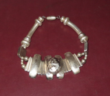 Vintage 14.5" Large Southwestern Mexican Style Silverplate Choker Necklace