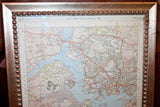 Vintage 1960 27" Framed Ordinance Survey Map - Plymouth Sound - English Channel