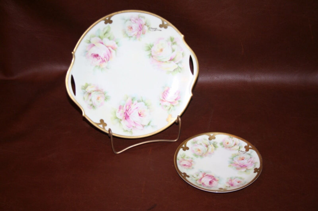 Imperial Austrian Fine China Dish & Plate Set - Hand Painted Signed by C. Dupuy