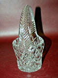 Vintage 9" Soviet Russian Diamond Pattern 24% Leaded Crystal Basket w/ Handle