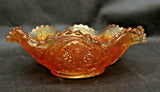 Vintage Elegant 9" Diamond Pattern Marigold Carnival Glass w/ Wavy Sawtooth Lip