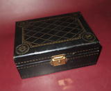 Black 7.5" Babcock Genuine Leather Velvet Lined Flip Lid Jewelry Box - No Key