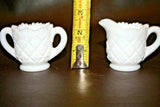 Fancy Vintage 2.5" Tall Milk Glass Cream & Sugar Set