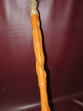 Vintage 38" Hand Carved Spooky Face Arts & Crafts Style Wood Walking Stick Cane