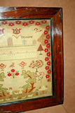 RARE Antique 1800s Large Wood Framed "Solomon's Temple" English Textile Sampler