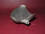 Vintage 8" Long Leaf Shaped Etched Pewter Leaf Bowl Dish