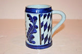 Unique 5.25" Tall Hand Crafted Blue German Pottery Stein w/ Glazed Lion Decor