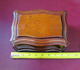 Vintage Italian Style 8" Walnut Flip Lid Felt Lined Jewelry Box w/ Bombay Sides