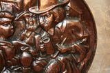 Antique Style Hammered 18" Copper Wash Spelter Pilgrim Pub Scene Wall Plaque