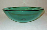 Hand Blown Studio Art Glass Aqua-Blue 16.5" Sink Basin Bowl - Drilled 1.75" Hole