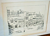 Vintage 25x19" Framed Set of 4 Sausalito, CA Street Scene Drawing Prints by Faye