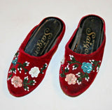 Fancy Saigon Velvet Style Small Girls Shoes - Sequin & Bead Floral Design Size 2