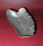 Vintage 8" Long Leaf Shaped Etched Pewter Leaf Bowl Dish