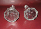 Pair 11" FINE Crystal Liquor Decanters w/ Stoppers & One "Brandy" Brass Emblem