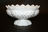 Vintage Fenton Milk Glass Hobnail 6-Hole Pattern 6.5" Centerpiece Candle Holder