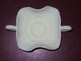 Vintage Fenton White Green Double Handle Vaseline Uranium Butterfly Glass Dish