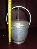 Vintage NASCO 12" Tall 7.5" Italian Dimpled Aluminum Ice Bucket w/ Lid & Handle