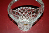 Vintage 9" Soviet Russian Diamond Pattern 24% Leaded Crystal Basket w/ Handle