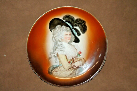 Vintage Fine German "Three Crown China" 12" Collector Plate w/ Victorian Woman