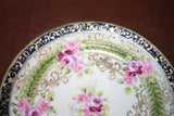 Antique Hand Painted Nippon Japanese Plate w/ Floral Design & Gilt Beaded Lip